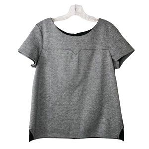 TROUVE metallic grey career top with zip back accent